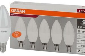 Лампа светодиодная LED Value LVCLB60 7SW/840 230В E14 2х5 RU (уп.5шт) OSRAM 4058075577954