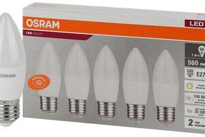 Лампа светодиодная LED Value LVCLB60 7SW/830 230В E27 2х5 RU (уп.5шт) OSRAM 4058075578012