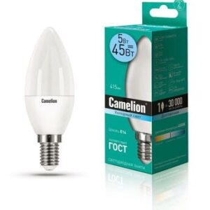 Лампа светодиодная LED5-C35/845/E14 5Вт свеча 4500К бел. E14 405лм 220-240В Camelion 12032