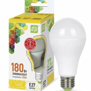 Лампа светодиодная LED-A60-standard 20Вт грушевидная 3000К тепл. бел. E27 1800лм 170-265В ASD 4690612004198