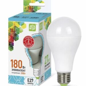Лампа светодиодная LED-A60-standard 20Вт грушевидная 4000К бел. E27 1800лм 160-260В ASD 4690612004204