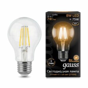 Лампа светодиодная филаментная Black Filament 8Вт A60 2700К E27 Gauss 102802108