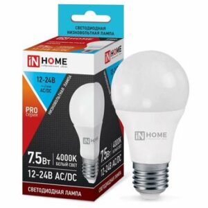 Лампа светодиодная LED-МО-PRO 7.5Вт 12-24В Е27 4000К 600Лм низковольтная IN HOME 4690612031545