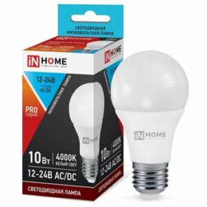 Лампа светодиодная LED-МО-PRO 10Вт 12-24В Е27 4000К 800Лм низковольтная IN HOME 4690612031507