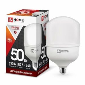 Лампа светодиодная LED-HP-PRO 50Вт 230В 6500К E27 4500Лм с адаптером IN HOME 4690612031125