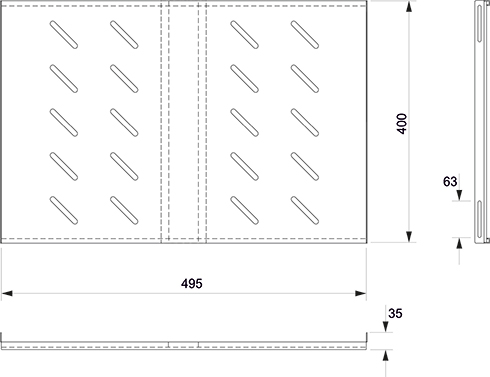 полка перфорированная глубиной 400 мм для напольных и настенных шкафов глубиной 600 мм, усиленная до 100кг