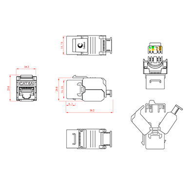 cabeus kj-rj45-cat.6a-180-tooless вставка keystone jack rj-45(8p8c).