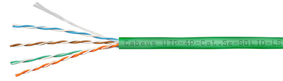 кабель витая пара (utp), 4 пары, категория 5e, solid, lszh