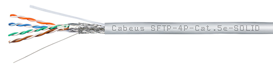 кабель витая пара экранированная sftp (sf/utp), категория 5e, 4 пары 0,51мм (24 awg), одножильный (305 м)