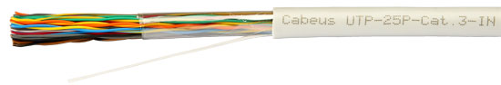кабель витая пара utp (u/utp), категория 3, 25 пар (24 awg), одножильный (solid), pvc
