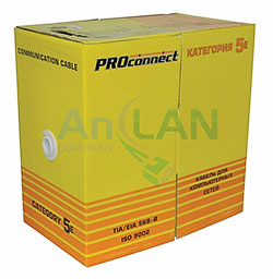 кабель ftp 4pr 24awg cat5e outdoor, 305м cca proconnect