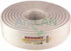 кабель rg-6u, (64%), 75 ом, 100м., белый rexant