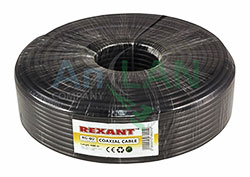 кабель rg-6u+cu, (64%), 75 ом, 100м., черный (outdoor) rexant