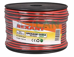 кабель акустический, 2х0.75 мм?, красно-черный, 100 м. rexant
