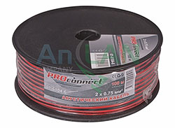 кабель акустический, 2х0.75 мм², красно-черный, 100 м. proconnect