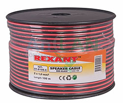 кабель акустический, 2х1.00 мм?, красно-черный, 100 м. rexant