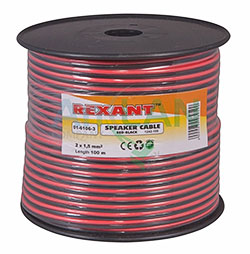 кабель акустический, 2х1.50 мм?, красно-черный, 100 м. rexant