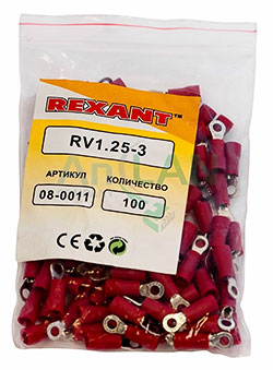 наконечник кольцевой изолированный (нки ø3.2мм) 0.5-1.5мм² (vr1.25-3) rexant