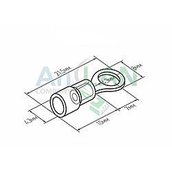 наконечник кольцевой изолированный термоусаживаемый (нкит ø4.3мм) 0.5-1.5мм² (drs/rv1.25-4) rexant
