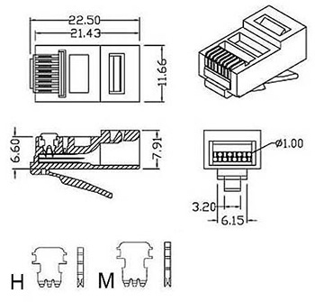 simple plug-8p8c-u-c6-100